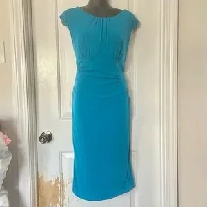 Calvin Klein | Dresses | Calvin Klein Aqua Blue Draped On Sides Midi Dress  | Poshmark